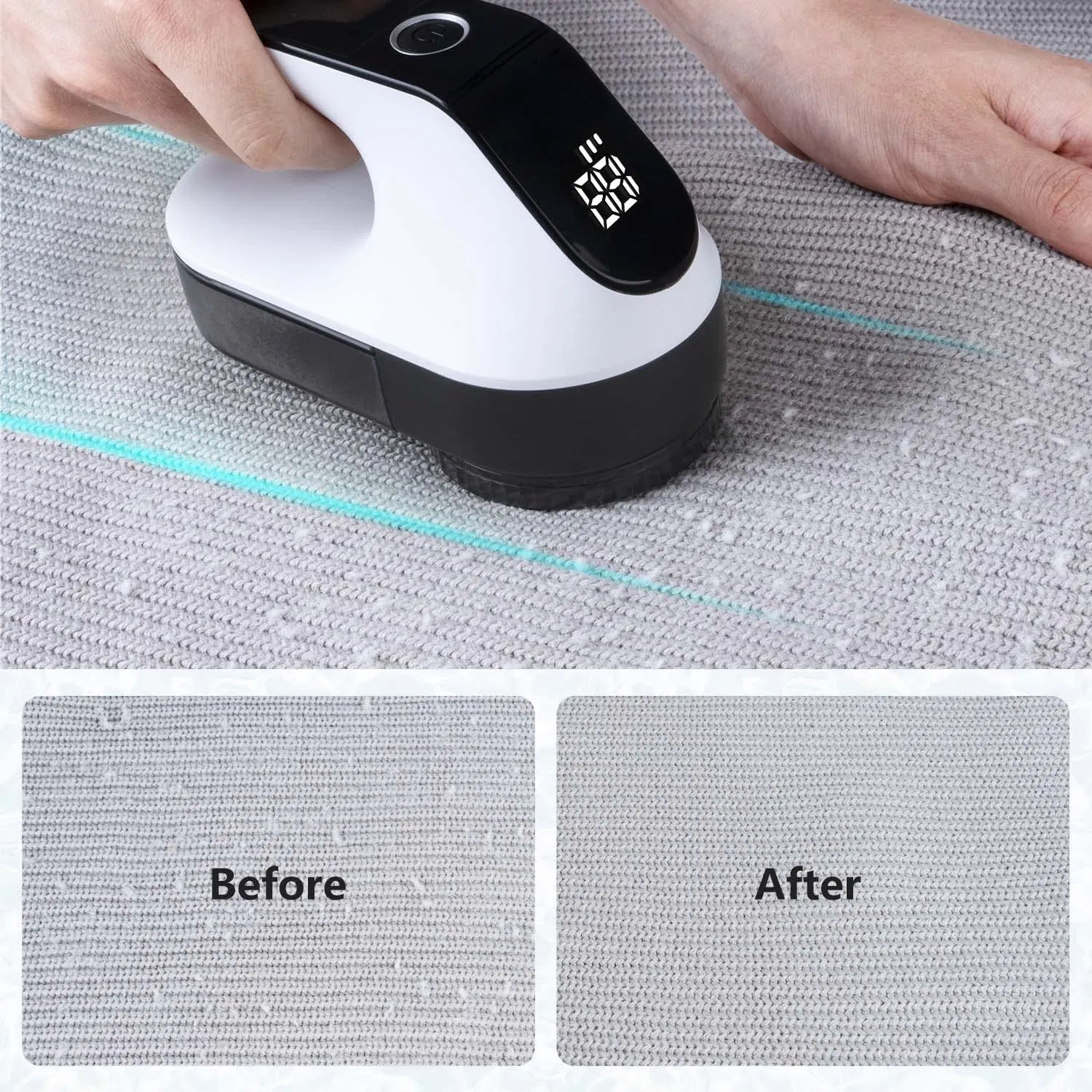 3-Speeds LED-Digital-Display 2-Replaceable 6-Leaf-Blades Wall-Mounted Storage-Box Rechargeable Fabric Shaver Electric Lint Remover