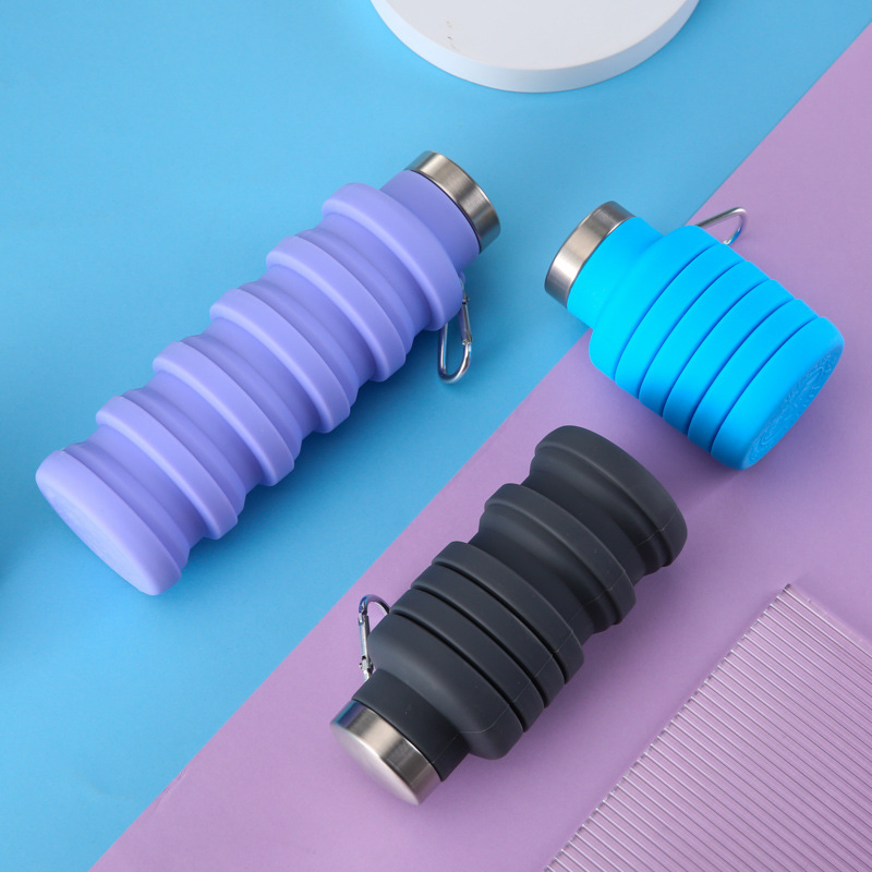 Hot Sale High Quality BPA Free Leak Proof Foldable Collapsible Retractable Folding Silicone Water Bottle