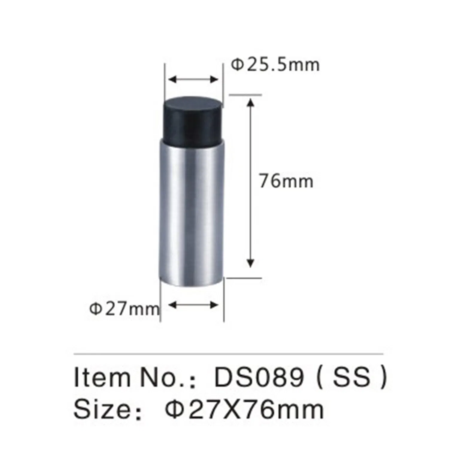 Made in China T Shape Hotel Bathroom Door Stopper Rubber Stainless Steel Door Stopper