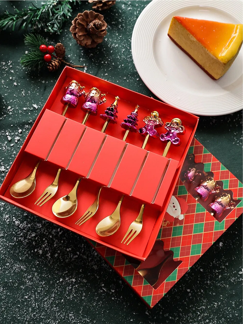 Cross-Border Christmas Spoon Set Cartoon Cute Fun Snowman Spoon Creative Christmas Dessert Spoon Fork Gift Tableware
