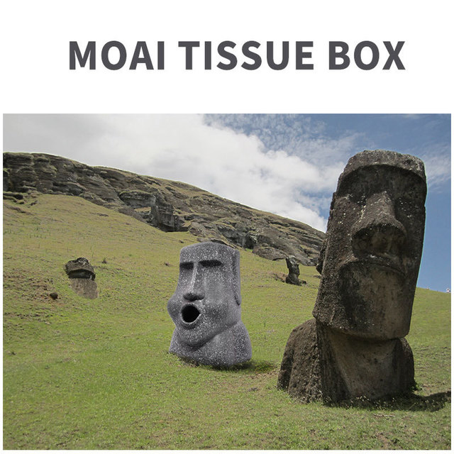 Moai Paper Tissue Box Resin Paper Holder Stone Figure Napkin Case Desktop Tissue Holders