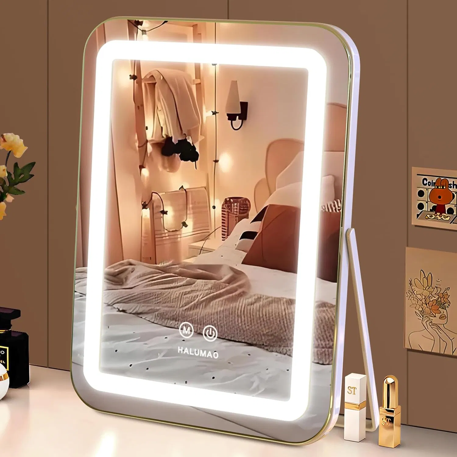 Customized Home Decoration Glass Smart Wall LED Light Mirror with Bathroom Furniture