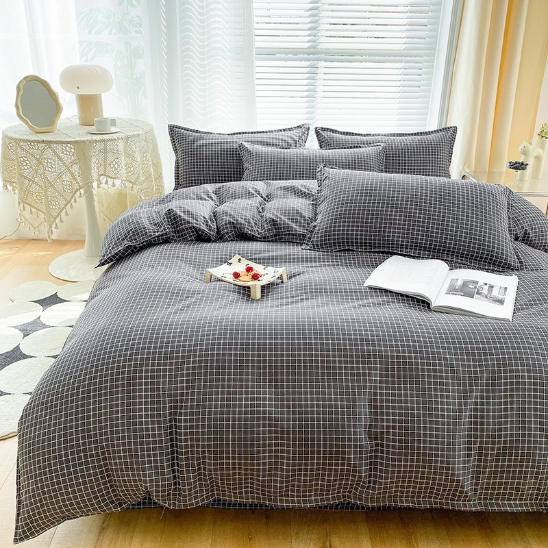 Factory Outlets Black Checkered Microfiber Soft Single Double Bedding Sets
