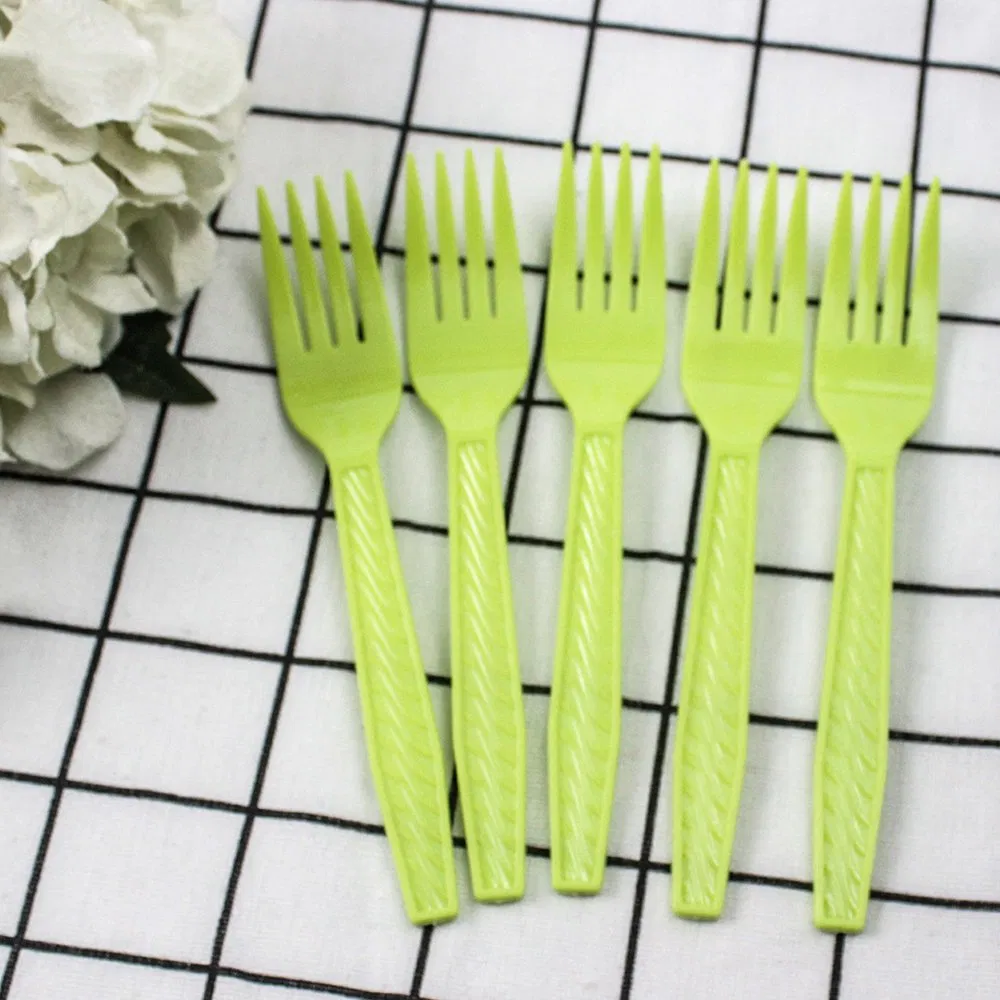 Disposable Plastic Cutlery 175mm Length PS Plastic Fork Custom Green for Restaurant