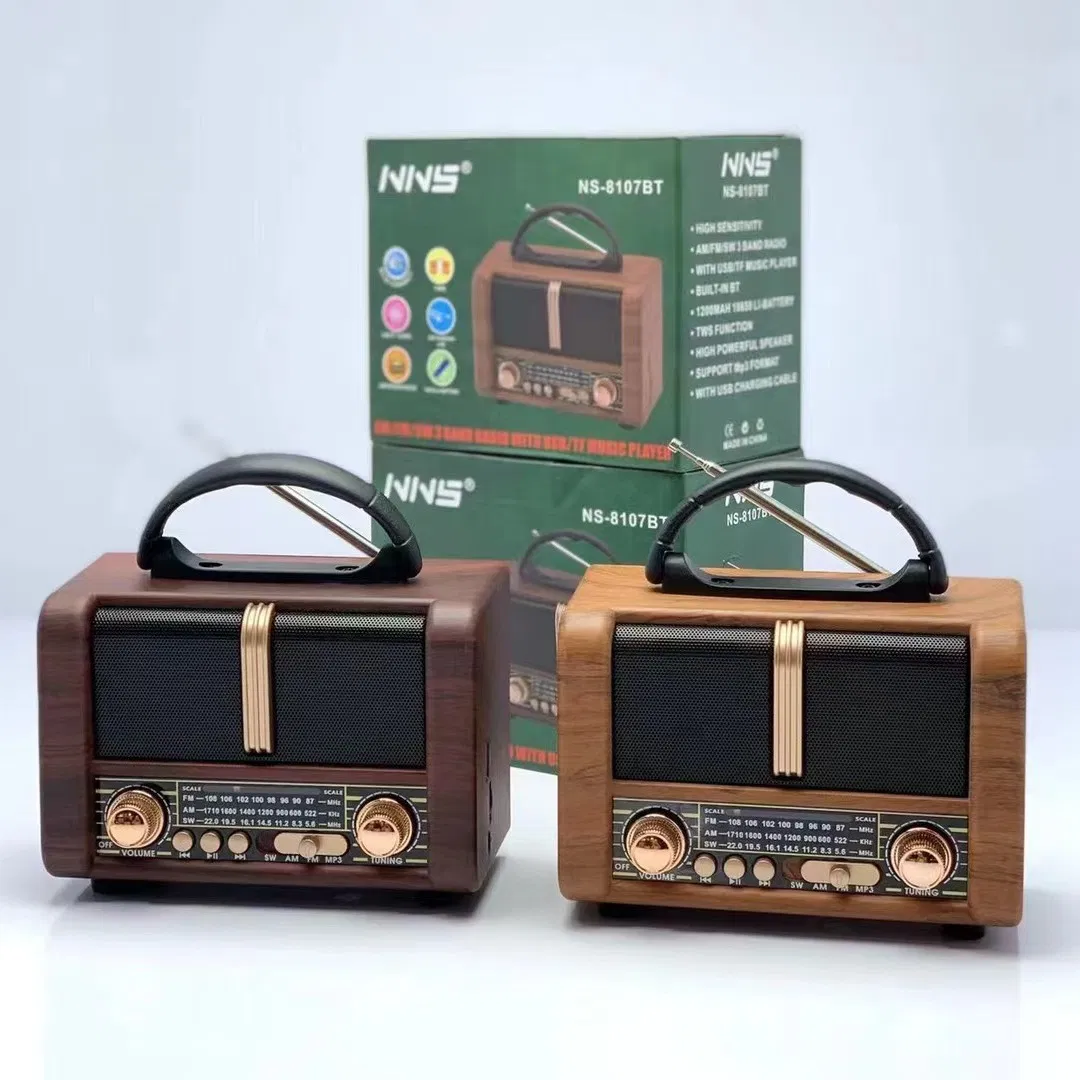 Ретро радио NS-8107BT с Bluetooth, деревянный корпус