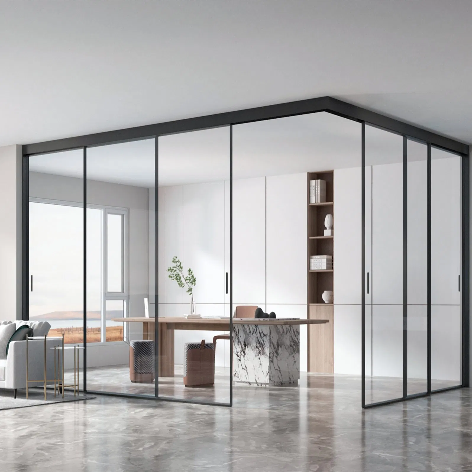 Алюминиевая раздвижная дверь для душа Slim Frame