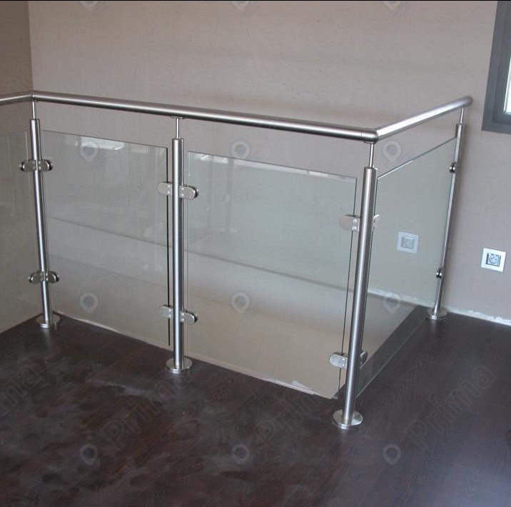 Modern Glass Handrail Railing for Straight Staircase Stair Stainless Steel Post Railing