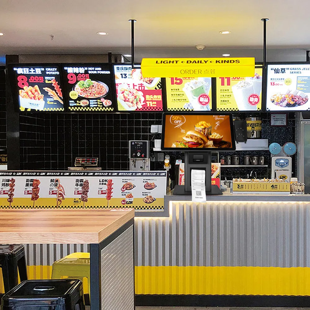 21.5 Inch Full HD LCD Screen Countertop Ordering Machine Food Qsr Quick-Service Restaurant Kiosk Self Checkout Kiosk