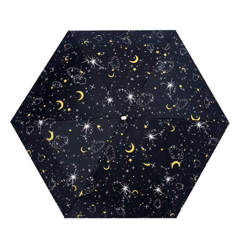 Складной зонт-пятилистник с плоской ручкой