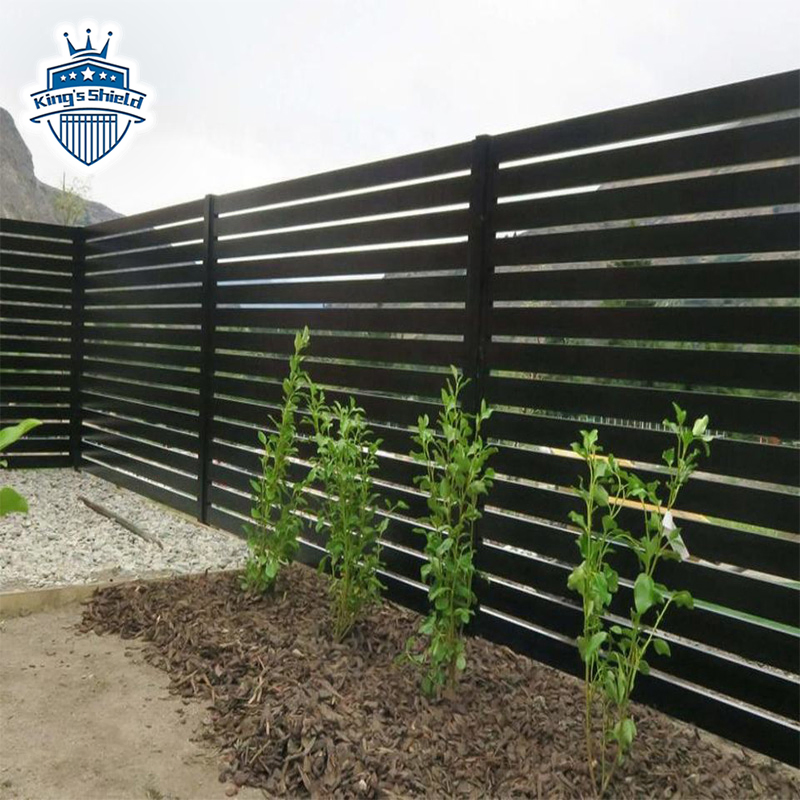 Privacy Fence Aluminum Black No Dig Horizontal Slat Aluminum Fence Panels