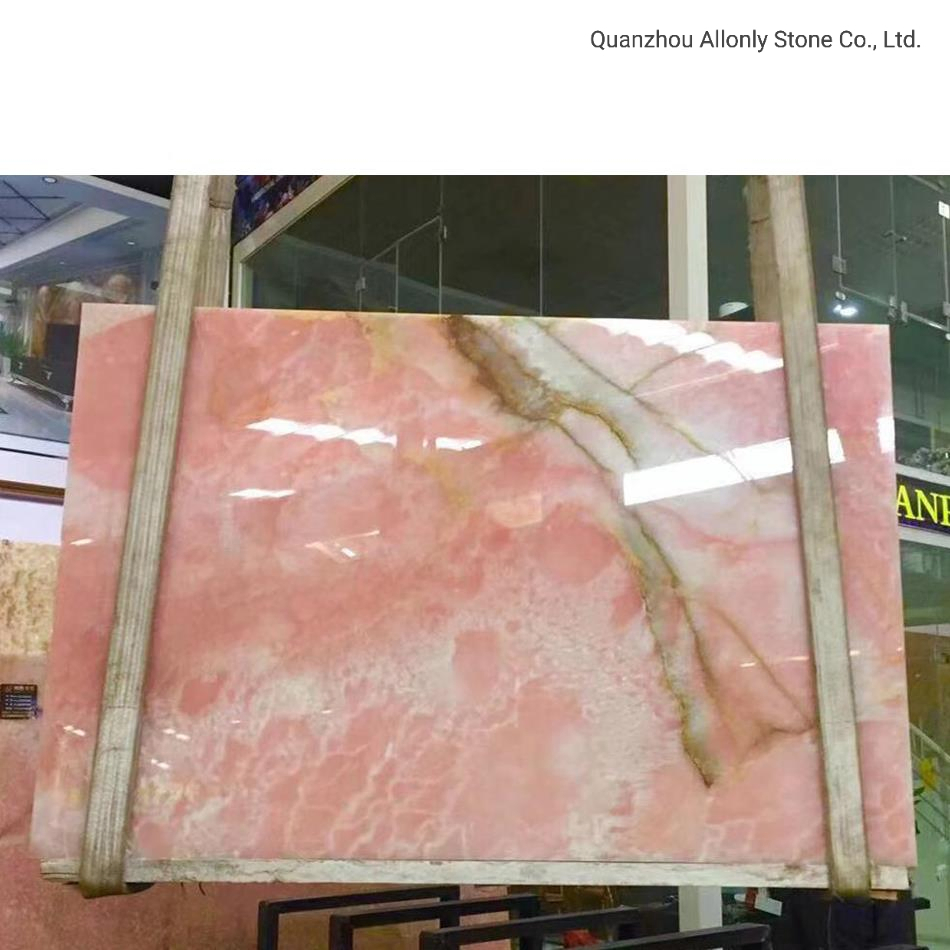 Hotel Interior Design Pink Onyx Marble Tile Floor and Wall