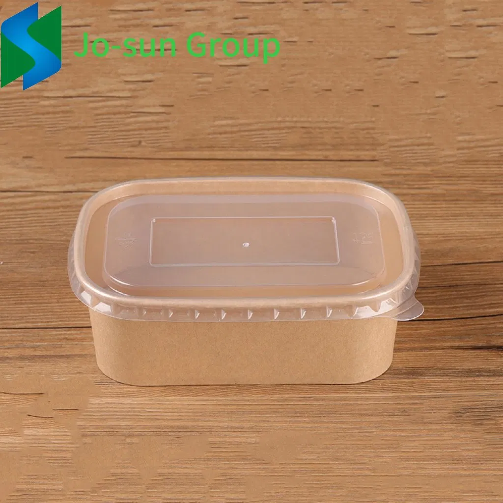 Jo-Sun Wholesale 600 Ml Rectangular Food Grade Takeout Box Kraft Paper Square Bowl with Lid