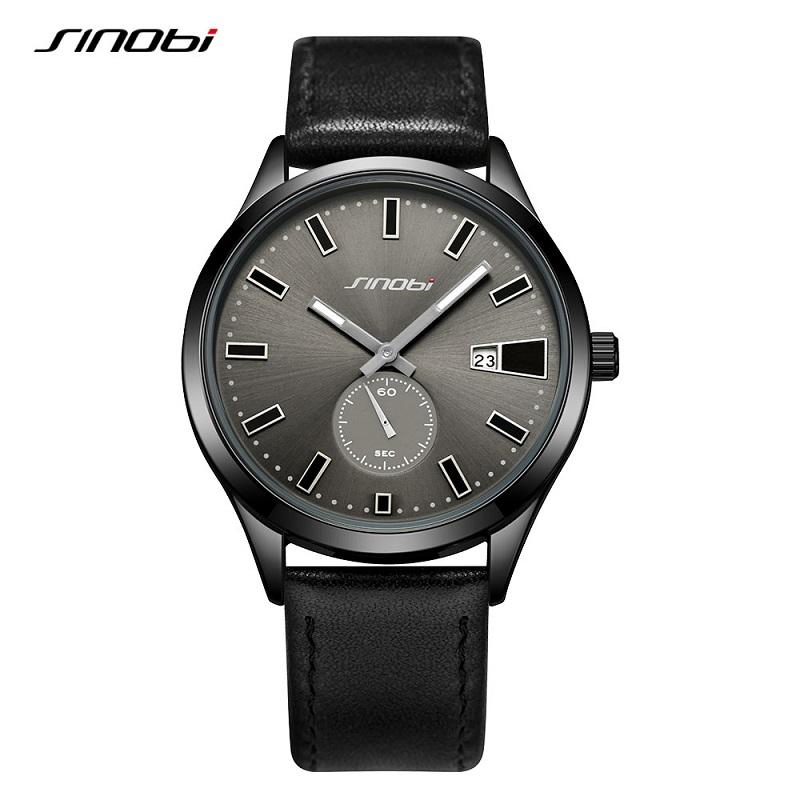 Sinobi Business Style Quartz Watch for Men Custom Dial Cow Leather Band