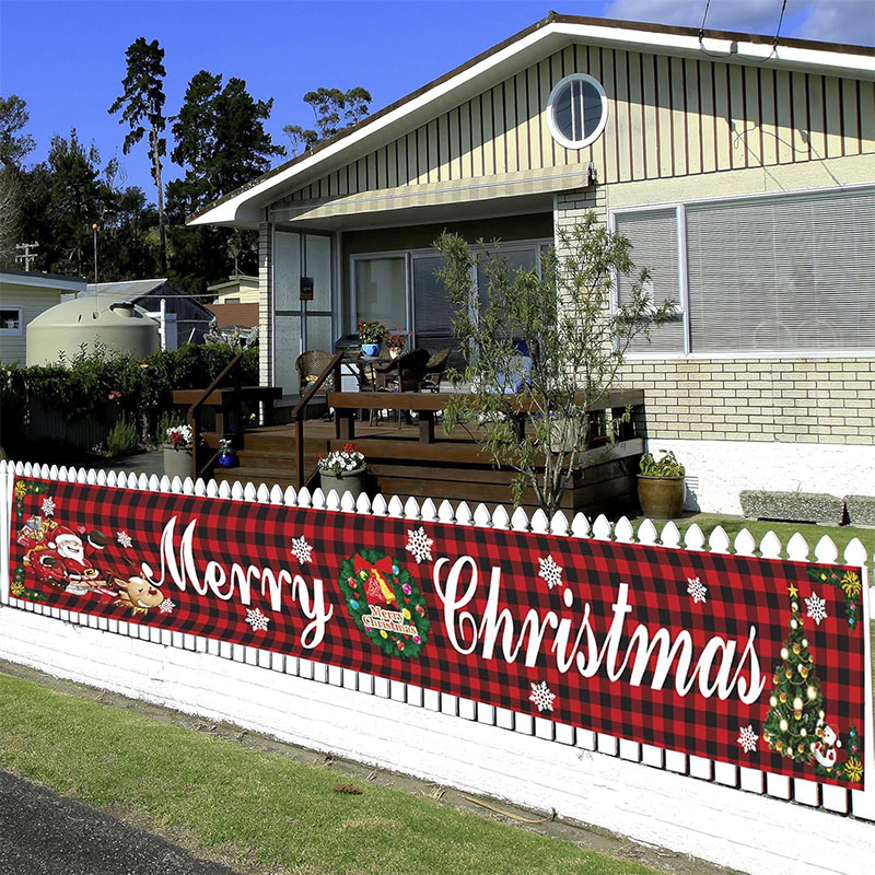 Custom Design Promotional Merry Christmas Garage Door Cover Banner for Decoration