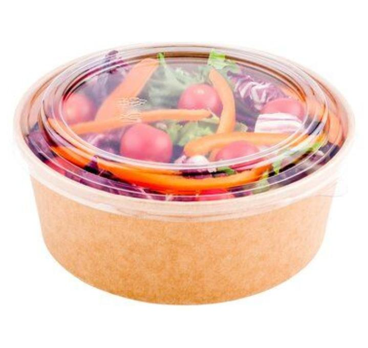 Paper Bowls Food Packing Containers 500ml 16oz Ice Cream Kraft Salad Box Bowl Fast Food Soup Paper Cup Plastic and Paper Round Noddles Bowl
