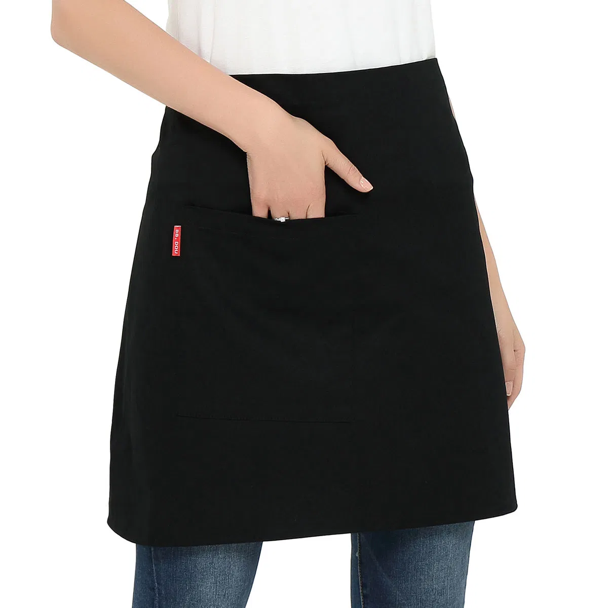 New Hot Sale Black Printed Waiter Custom Waist Short Bar Chef Half Apron
