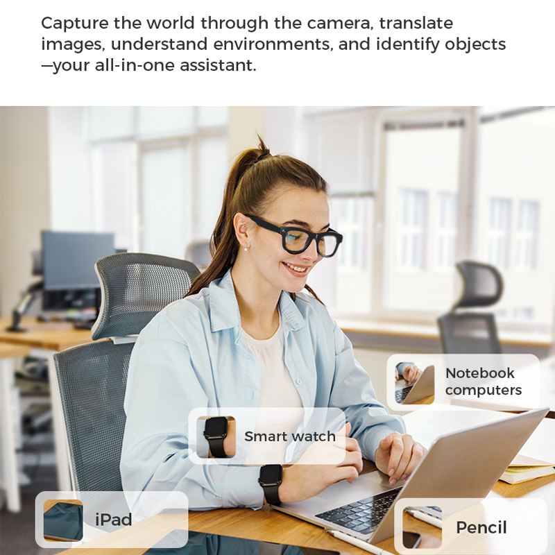 Ai Smart Glasses, Vr, Ar, Online Translation, Bluetooth, 5MP Camera, Conference Call, Music Playback, Answering Phone, Glasses, Cloud Storage