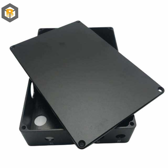 Custom CNC Machining Aluminum Enclosure Black Powder Coating CNC Aluminum Box for Electronics Junction Electric Box CNC Part