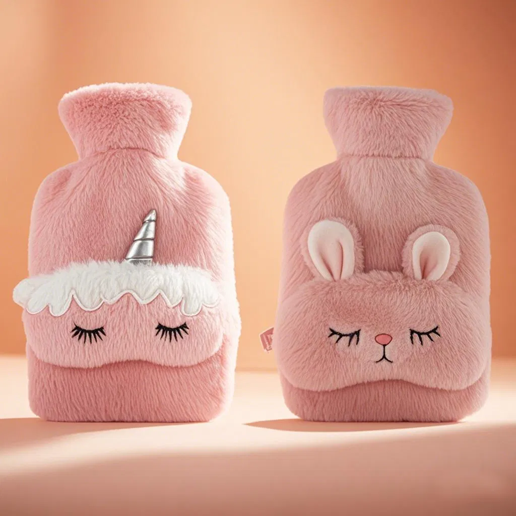 New Design Body Hand Warmer Rubber Hot Water Bottle Bag Cute Cover with Eye Mask Gift Set