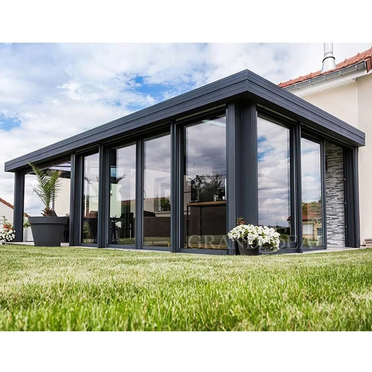 Custom All Year Greenhouse Free Standing Modern Solarium Conservatory Aluminum Glass House Sun Room
