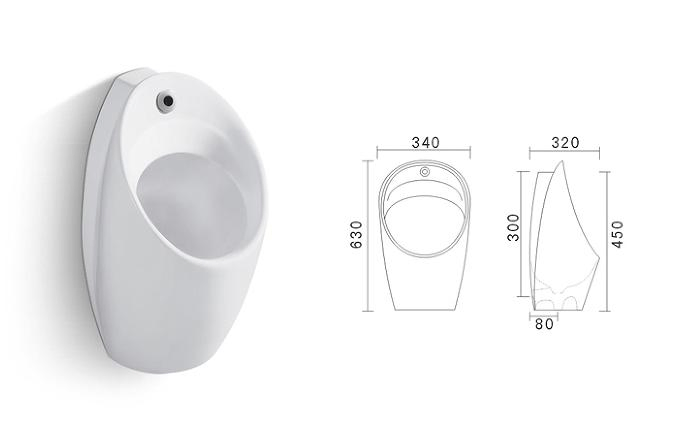 Manufactory Hot Design Sensor P-Trap Wall-Hung Urinal Chaozhou