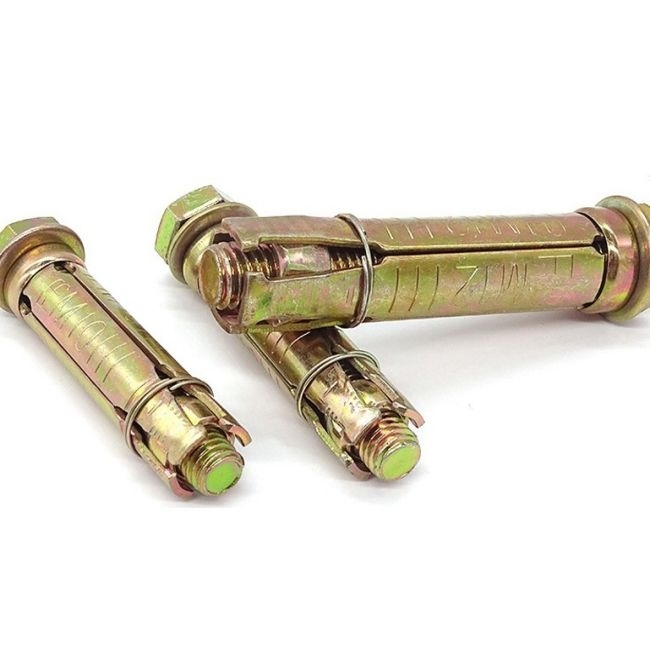 High Quality 4PC Bolts M8X60mm Yellow Zinc Bolt Sleeve Anchor 4PCS Shield Anchor