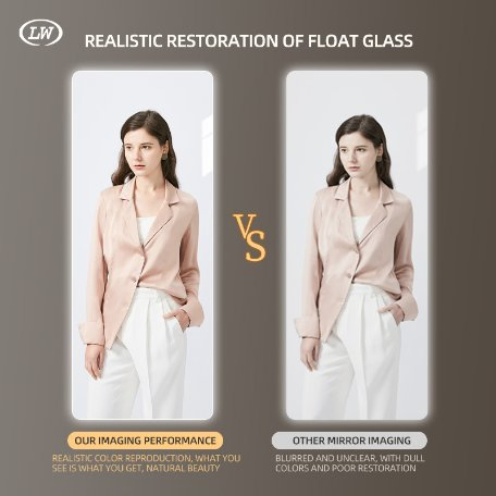 Smart Front and Backlit Light Stylish Furniture Vanity Rectangle Shaped Mirror Wall-Hanging High-End Glass Full Length Dressing Mirror with Frameless Living Roo