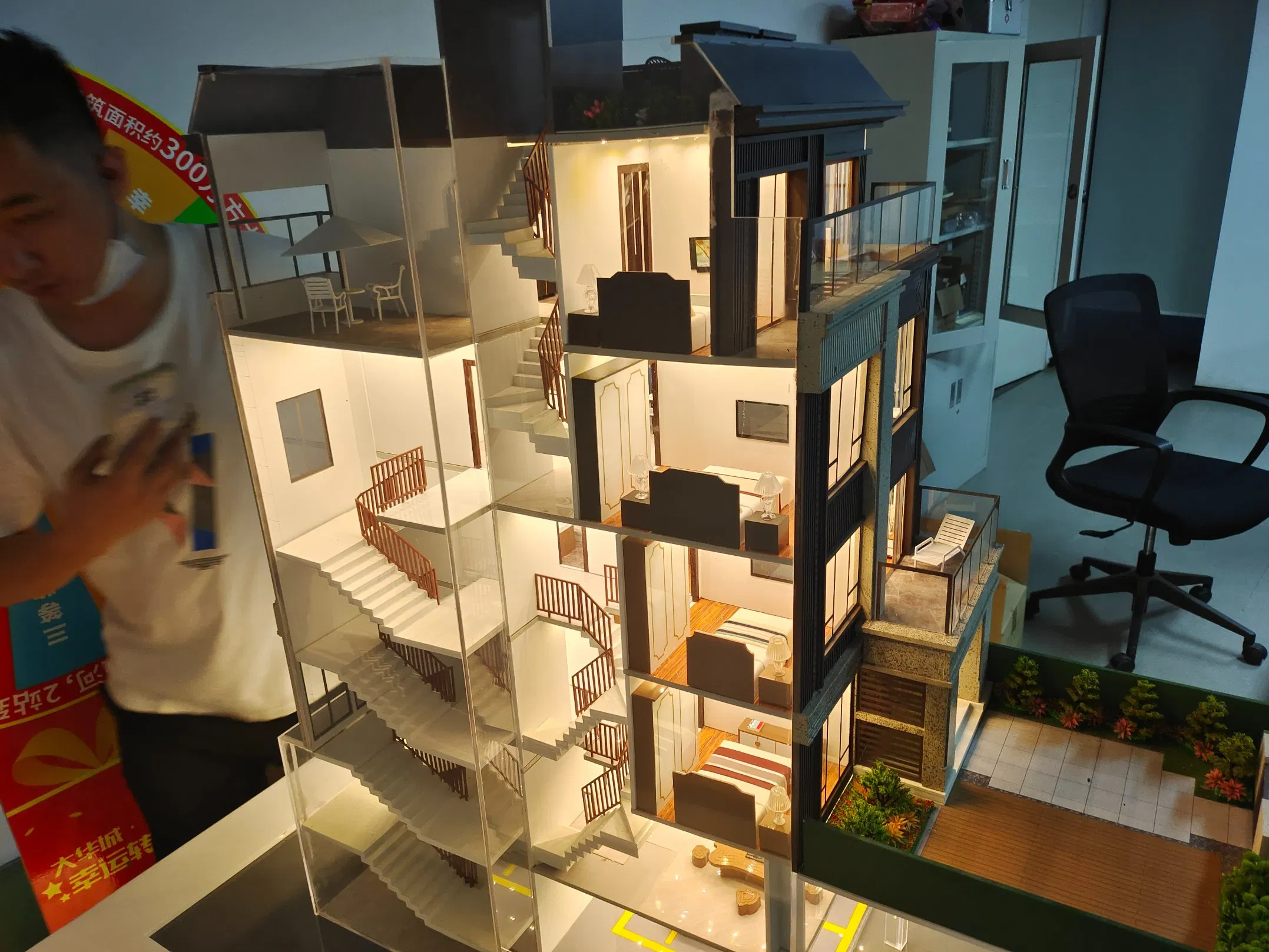 High End Modern Professional Customized Apartment Building Model with Lighting Display