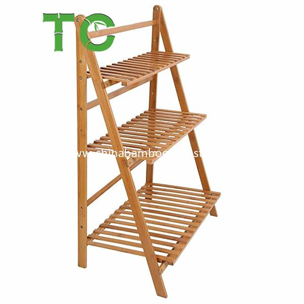 Foldable Bamboo 3 Tier Plant Stand Rack Storage Rack Ladder Stand Display Rack Folding Flower Rack Plant Shelf Flower Pot Holder