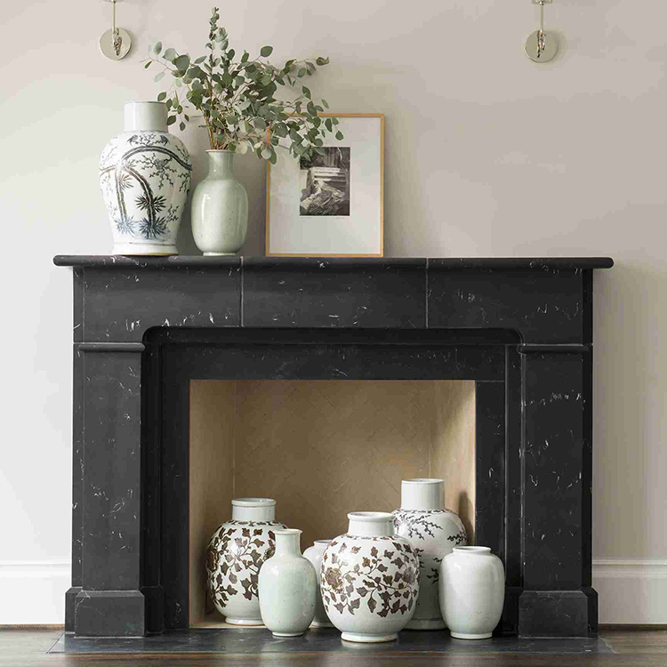 Home Decoration Modern Design Luxury Stone Black Fireplace