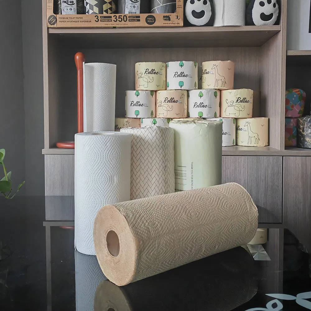 Factory Direct Home Use Disposable Cleaning Custom Bamboo Core Printing Kitchen Paper Towels Roll