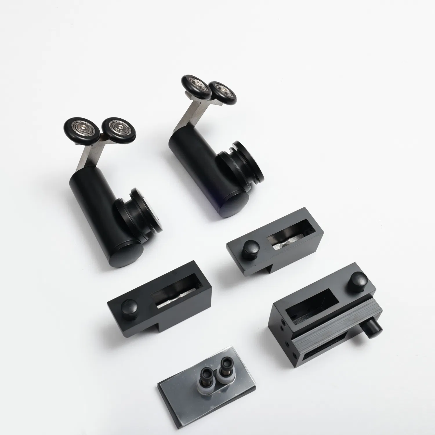 Luxury Sliding Shower Door Systems Hardware Whole Set Black Color Wholesale and Manufacturer for 90 Degree Frameless Door Bathroom Room Hardware