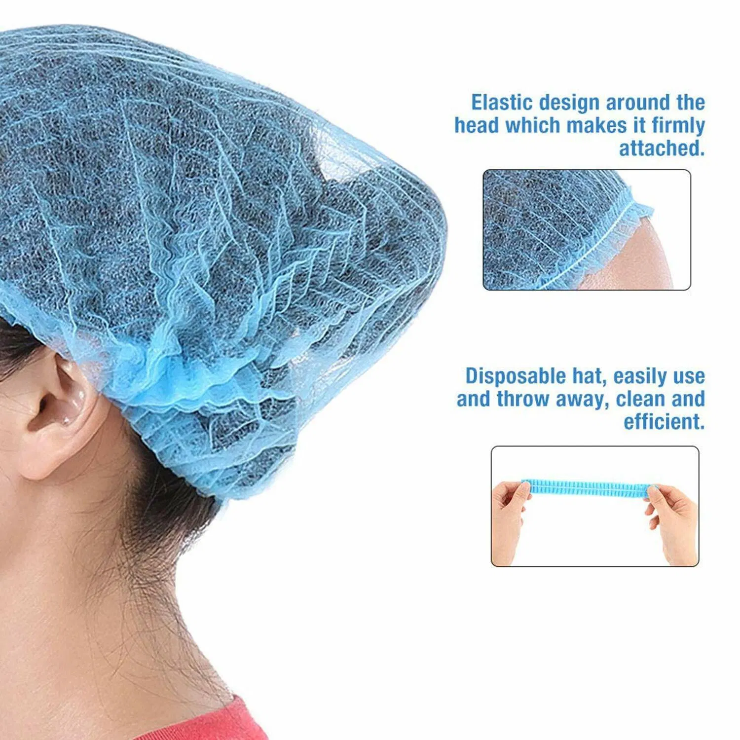 Wholesale Custom Colorful Medical Disposable Non Woven Bouffant Cap with Elastic