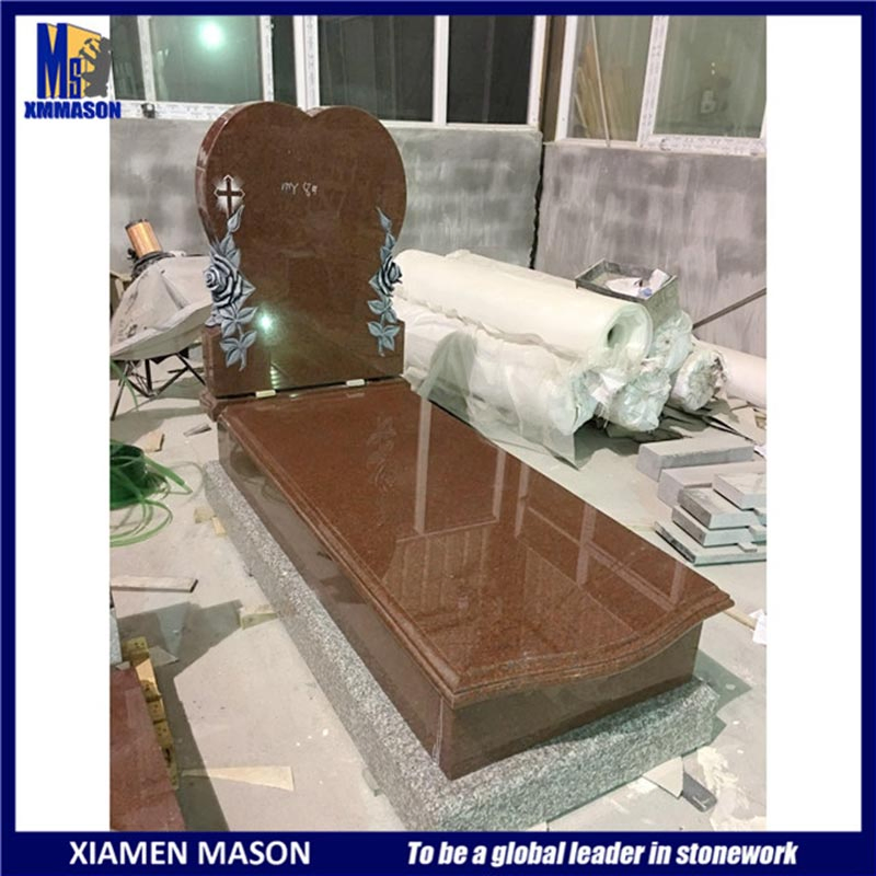 Heart Design Absolutely Black Granite Tombstones Wholesale