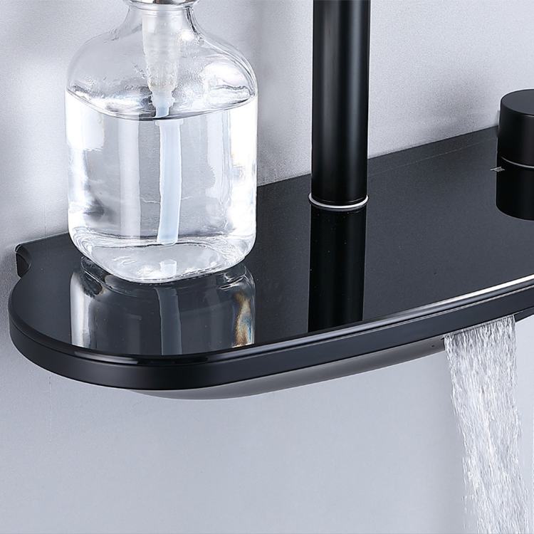 Sanipro New Products Europe 3 Way Brass Rainfall Shower System Hot and Cold Mixer Faucet Bathroom Black Shower Set