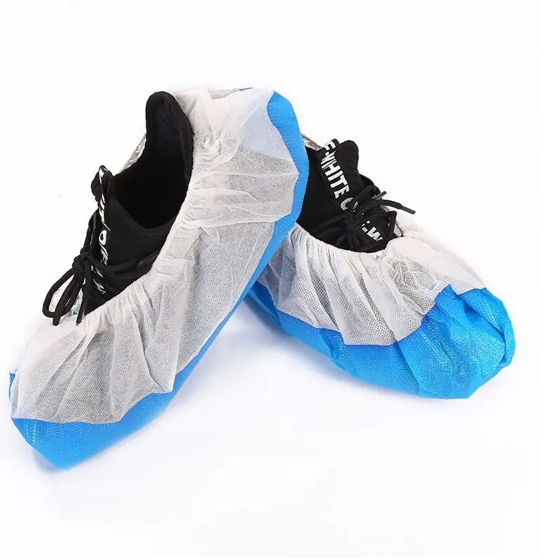 Waterproof Shoe Cover Hospital/Laboratory Use Blue and White PP+CPE Shoe Cover