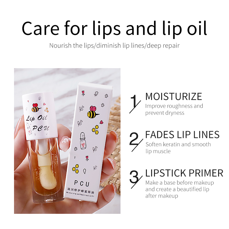 Lip Care Hydrating Natural Lip Oil Plumper Moisturizing Repair Clear Honey Lipgloss