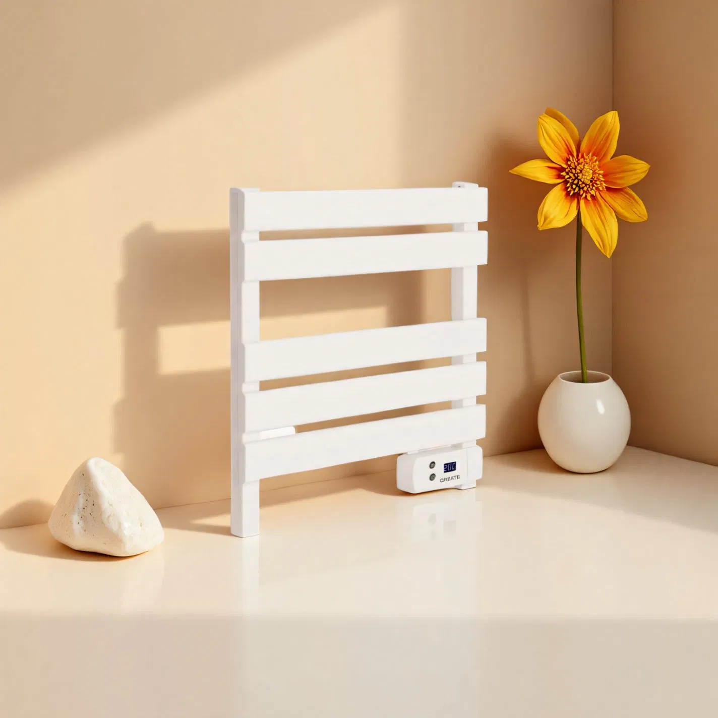 White Mini Smart Electric Heating Towel Rack Aluminum Drying Warmer Bathroom