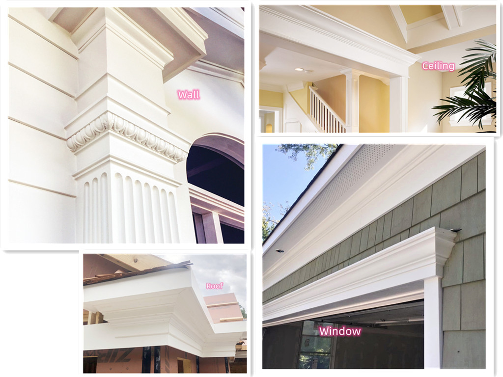 Waterproof Exterior Bathroom Corner PVC Rams Ceiling Crown Moulding