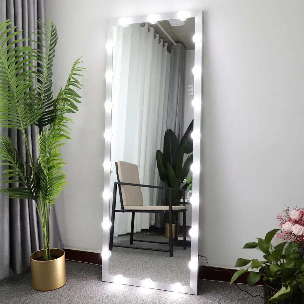 Full Length Mirror with Lights Full Body Vanity Mirror with 3 Color Modes Lighted Standing Floor Mirror