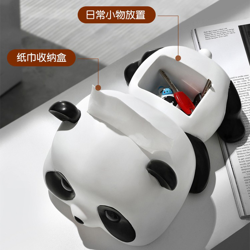Resin Panda Shape Tissue Paper Box Tabletop Multifunction Tissue Boxes