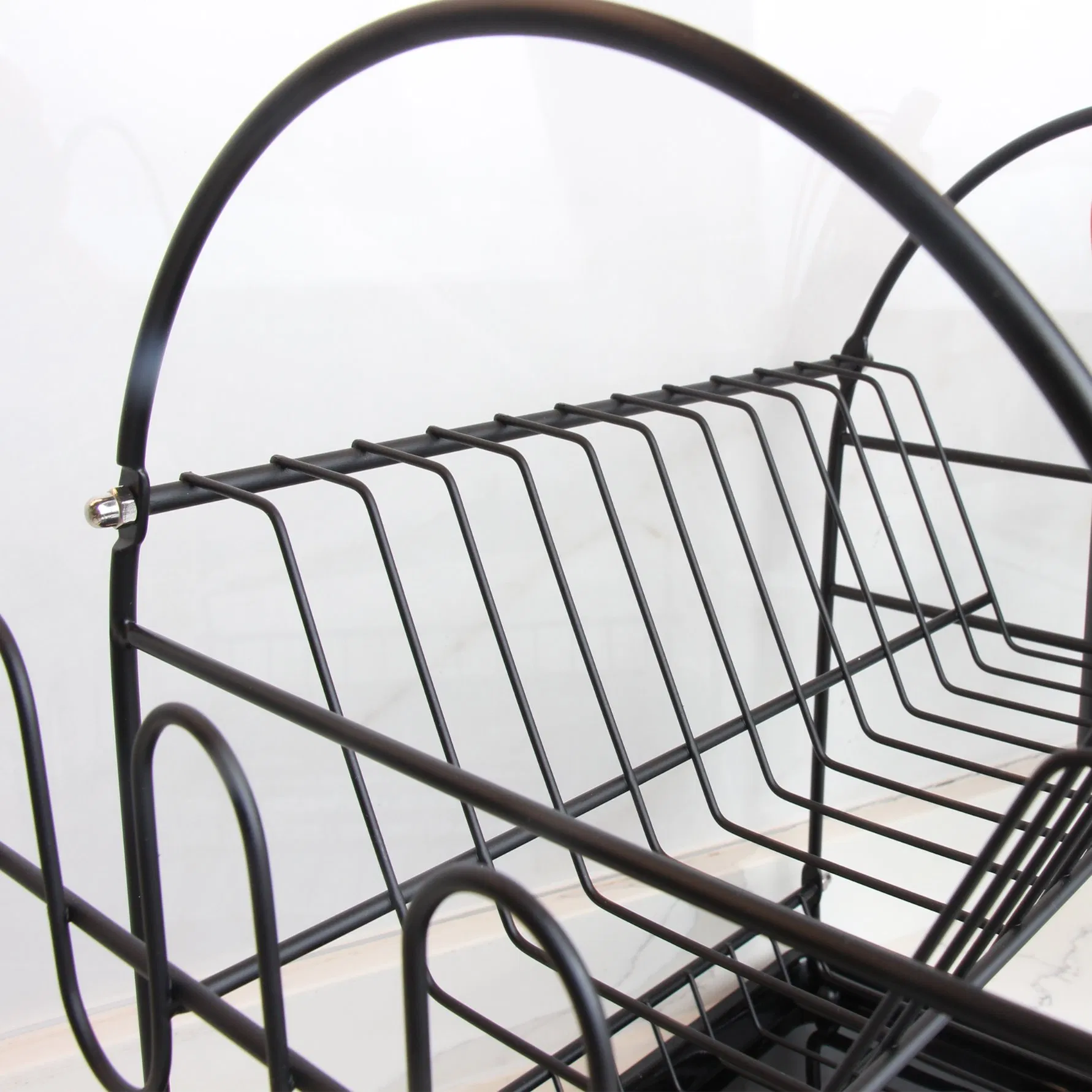 2 Tier Black Kitchen Dish Drainer Drying Rack for Dishes Cups