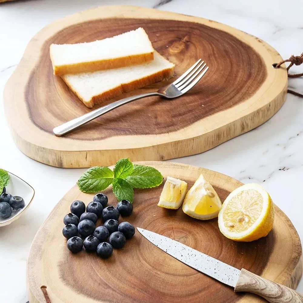 Irregular Double Kitchen Creativity Retro Solid Wood Bread Dessert Fruit Steak Meat Tray Chopping Cutting Board