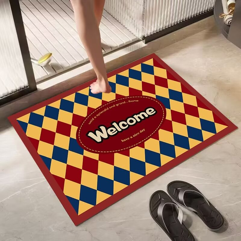 Bath Mats Water Absorbent Non-Slip Diatom Mud Bathroom Floor Carpet Rubber Mat