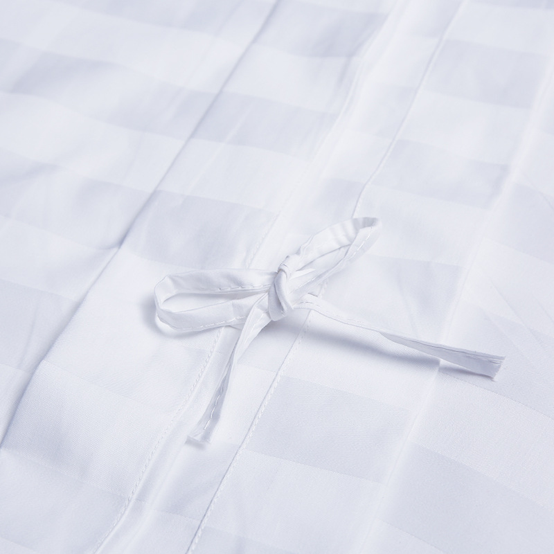 Customized Embroidered Cotton Comforter Pillowcases Flat Bed Sheets 3cm Satin Stripe Hotel Bedding