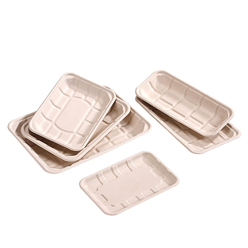 Factory Price Biodegradable Supermarket Packaging Tray Disposable Sugarcane Bagasse Supermarket Vegetable Meat Pulp Tray Disposable Degradable Tray