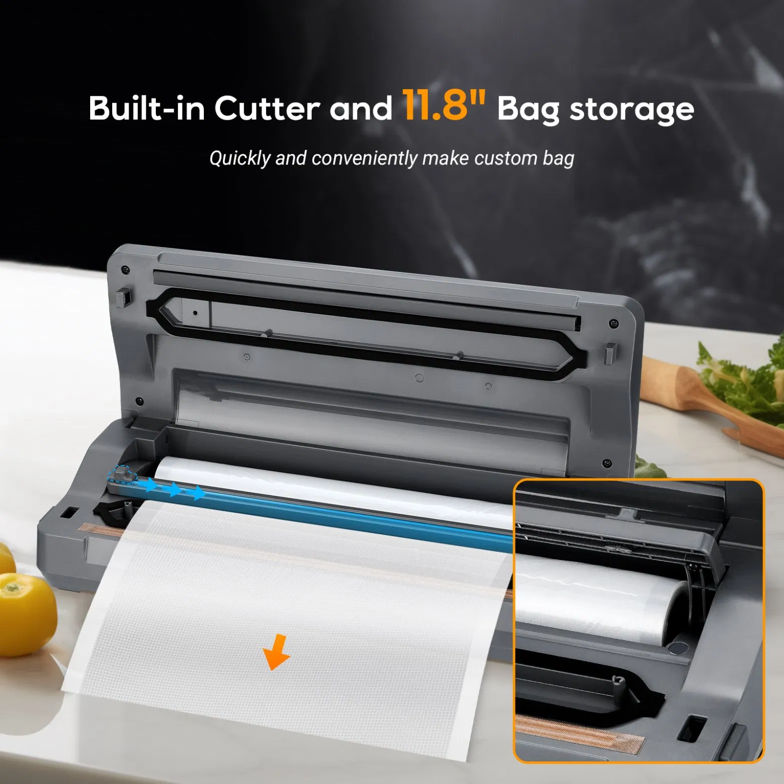 Inkbird Ink-Vs06 Rechargeable Vacuum Sealer Machine with Built-in Cutter