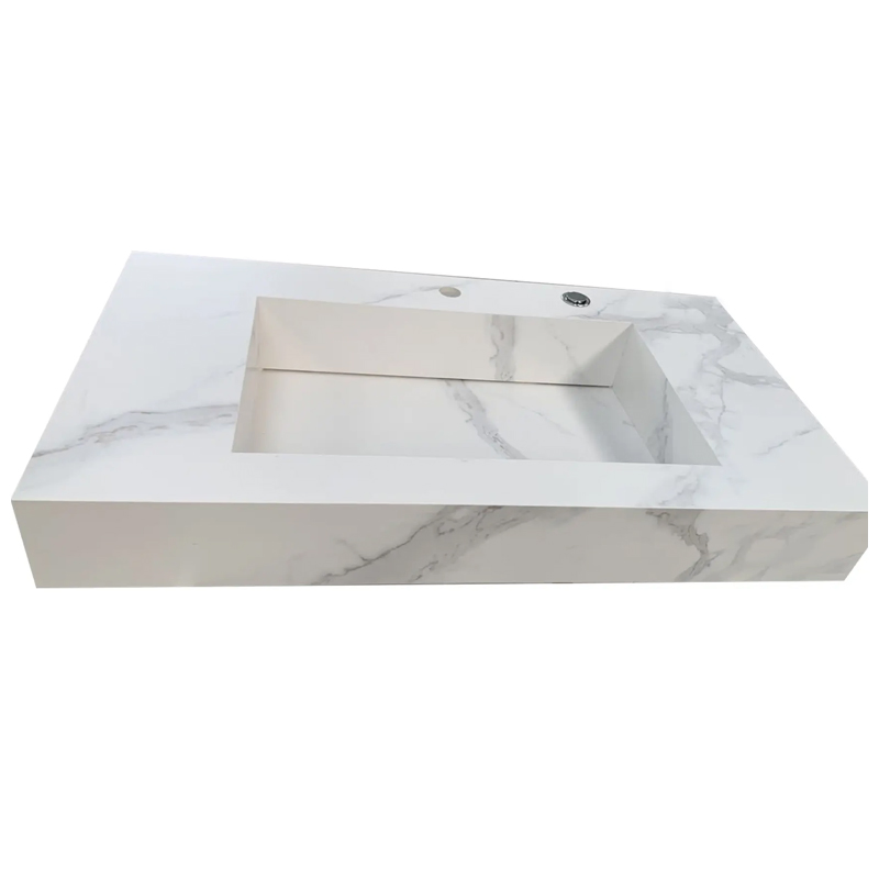Single Sink Wall Hanging Sintered Stone Vanity Tops
