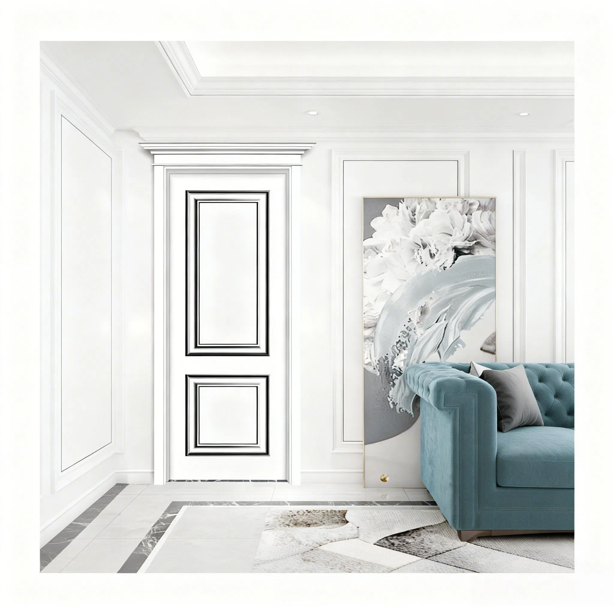 Factory Made Wooden Wood Main PVC Double Leaf Door Decorative Panel for Housing Entrance Projects