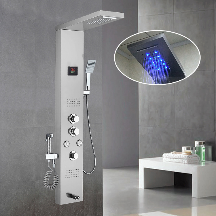 Thermostatic 6 Function Shower Panel with LED Light Display
